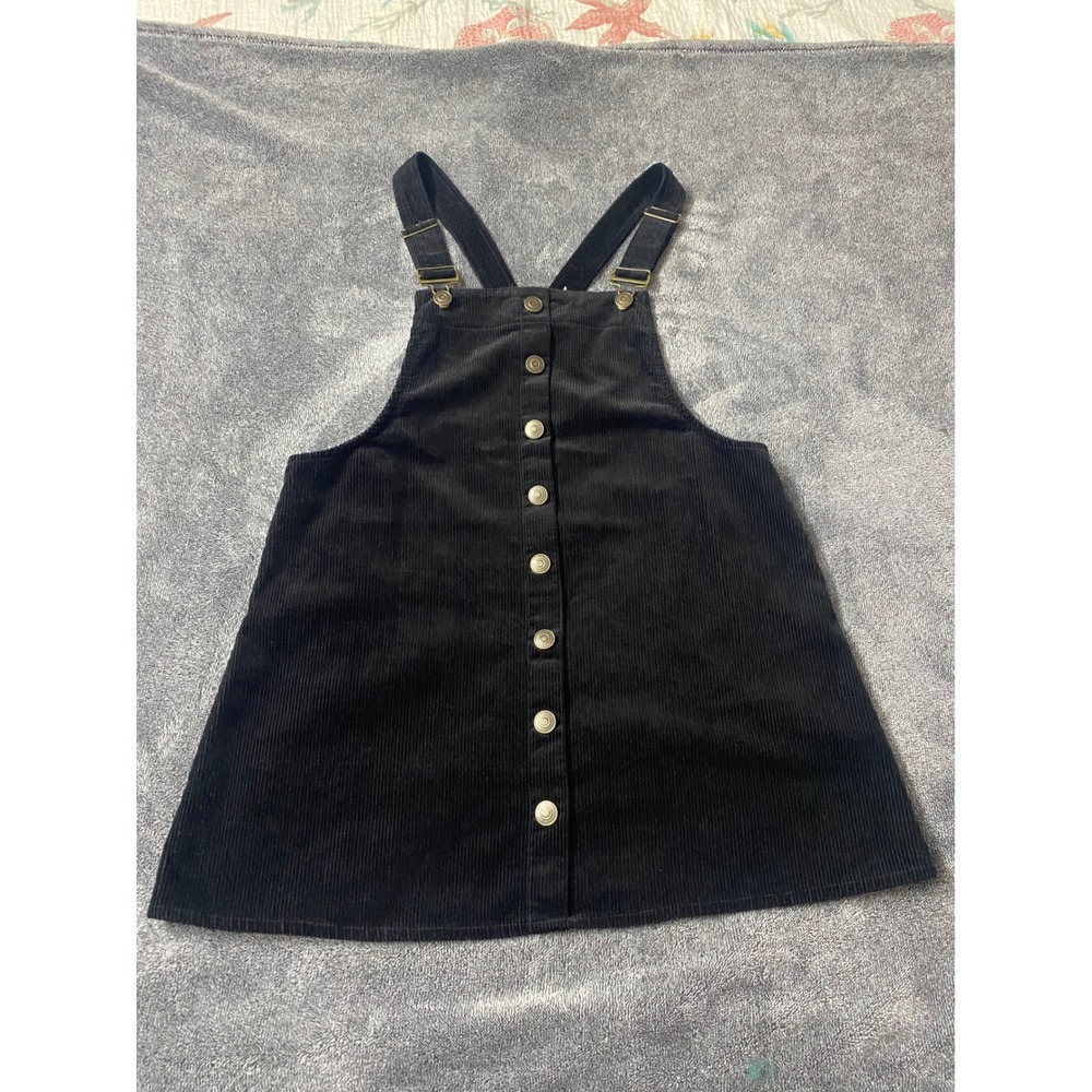NWT Rue21 Womens Black Corduroy Button Front Overall Pinafore Dress XL 90s goth